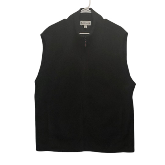 Mens Gray Zip-Up Fleece Vest Large Full Zip Minimalist Outdoor Casual Style - Picture 1 of 7